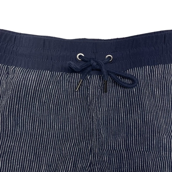 ATHLETA Navy Blue Striped Bali Linen Shorts Size 12 - Picture 5 of 13